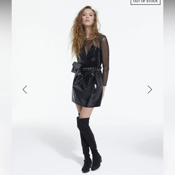 The Kooples Short Dress Vinyl Effect Black NEW Sz XS - Picture 6 of 6